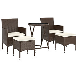 Avis Maison Chic Table de bistro et chaises d'extérieur 5 pcs,Ensemble de bistro de jardin pour relax poly rotin et verre trempé -GKD867974