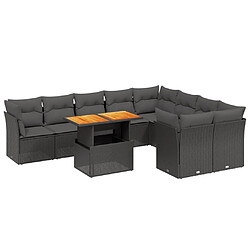 Maison Chic Salon de jardin 10 pcs avec coussins, Ensemble Tables et chaises d'extérieur noir résine tressée -GKD369326