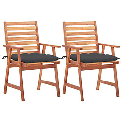 Maison Chic Lot de 2 Chaises à dîner d'extérieur avec coussins | Fauteuil chaises à manger d'extérieur Acacia massif -GKD61984