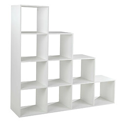 Mpc Étagère escalier blanche 10 cases