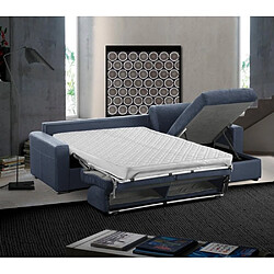 Inside 75 Canapé d'angle express 120 IMPERIAL matelas 22 cm sommier lattes velours Amore gris bleu