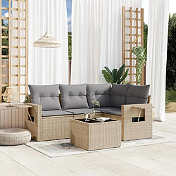 Maison Chic Salon de jardin avec coussins 5 pcs, Ensemble Tables et chaises de jardin,, Ensemble Tables et chaises de jardin, beige résine tressée -GKD320592