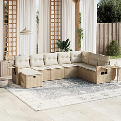 vidaXL Salon de jardin avec coussins 8 pcs beige résine tressée 