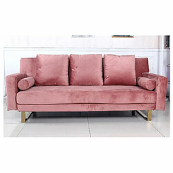 Paris Prix Canapé Convertible Velours Albine 210cm Rose