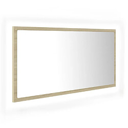 Maison Chic Miroir LED moderne de salle de bain,Décoration Miroir mural Bain Chêne sonoma 90x8,5x37 cm Acrylique -MN28929