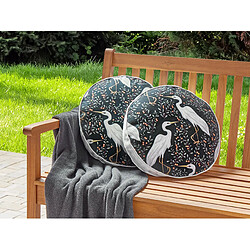 Beliani Lot de 2 coussins d'extérieur à motif d'oiseaux noirs d 40 cm PIANAZZO