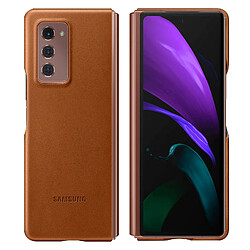 Coque Samsung Z Fold 2 Cuir Véritable Soft-touch Original Leather Cover Marron