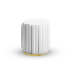 Meubler Design Pouf Rond Métal Doré Vita - Pu Blanc 