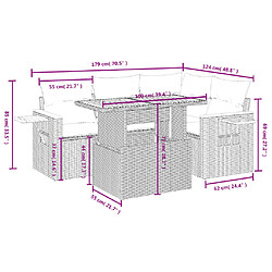 Avis vidaXL Salon de jardin 5 pcs avec coussins noir résine tressée