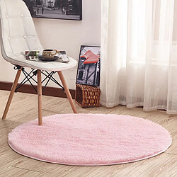 LUUCOZK Tapis à poils longs doux et moelleux pour chambre à coucher et salon - Rose-Rond 200cm