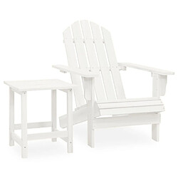 Maison Chic Chaise de jardin avec table - Fauteuil d'extérieur Adirondack Bois de sapin Blanc -MN72819