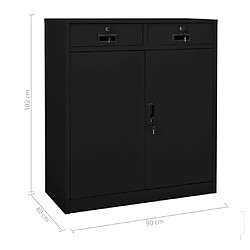 vidaXL Armoire de bureau Noir 90x40x102 cm Acier pas cher