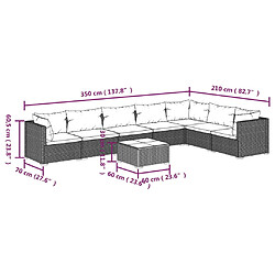 vidaXL Salon de jardin 8 pcs avec coussins résine tressée marron pas cher