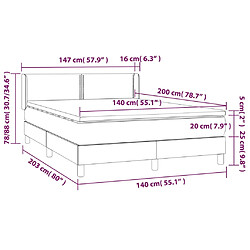 vidaXL Sommier à lattes de lit et matelas Gris foncé 140x200cm Velours pas cher