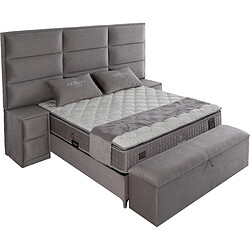 Avis Vivenla Banc bout de lit coffre avec rangement coloris gris design en velours L. 170 x P. 41 x H. 45 cm collection MOSCOW