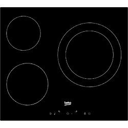 Table de cuisson vitrocéramique 60cm 3 feux 5700w noir - hic63402t - BEKO 