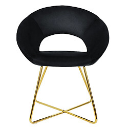 ML-Design Chaise de salle à manger en velours avec dossier rond noir pieds en métal doré