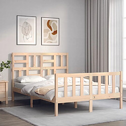 Maison Chic Cadre/structure de lit avec tête de lit pour adulte - Lit Moderne Chambre 140x190 cm bois massif -MN78686