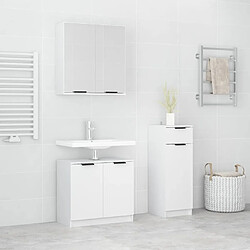 vidaXL Ensemble d'armoires salle de bain 3 pcs blanc bois d'ingénierie 