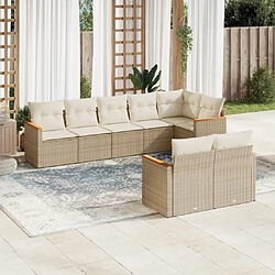 Maison Chic Salon de jardin avec coussins 8 pcs | Ensemble de Table et chaises | Mobilier d'Extérieur beige résine tressée -GKD66928