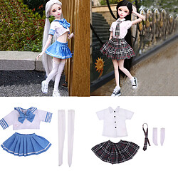 Vêtements de poupée BJD 1/3 BJD école étudiant Fille T-shirt Robe Bas Uniforme Costume Pour La Nuit Poupées Lolita Fille Cadeaux