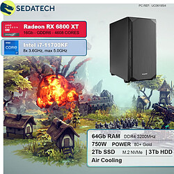 Sedatech PC Gaming • Intel i7-11700KF • RX 6800 XT • 64 Go RAM • 2To SSD M.2 • 3To HDD • sans OS