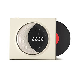 Yonis Haut-Parleur Bluetooth Rétro Horloge Sync Téléphone Enceinte Bluetooth Horloge Lunaire Sans Fil De Bureau Smart Son Stéréo Et Vinyle Rotatif YONIS