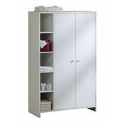 Schardt Armoire bébé 2 portes bois laqué blanc Eco Stripe L 113 x H 181 x P 53 cm 