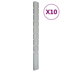 vidaXL Poteaux de clôture 10 pcs argenté 220 cm&nbsp;acier galvanisé 