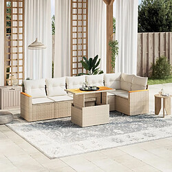 vidaXL Salon de jardin avec coussins 7 pcs beige résine tressée 