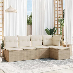 vidaXL Salon de jardin avec coussins 5 pcs beige résine tressée 