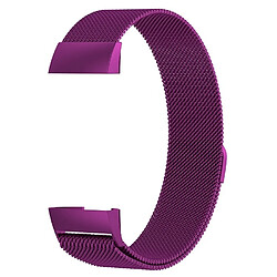 Wewoo Bracelet pour montre connectée Dragonne magnétique en acier inoxydable FITBIT Charge 3Taille Grand217x18mm Violet foncé