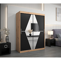 Abiks Meble Armoire Boliwia à portes coulissantes 200/150/62 2 portes (artisan/noir) 