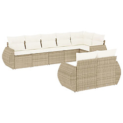 vidaXL Salon de jardin avec coussins 8 pcs beige résine tressée