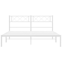 Maison Chic Lit adulte 140x200cm- Cadre de lit métal avec tête de lit pour chambre blanc -MN20635 pas cher