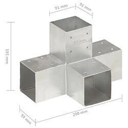 vidaXL Connecteur de poteau Forme en X Métal galvanisé 91x91 mm pas cher