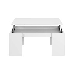 Alter Table basse avec plateau relevable et espace de rangement, coloris blanc brillant, Dimensions 100 x 43 x 50 cm (hauteur réglable de 43 à 54 cm)