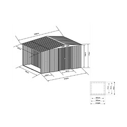 Avis Vente-Unique Abri de jardin métal avec abri bûche en acier galvanisé gris 6,7 m² LERY