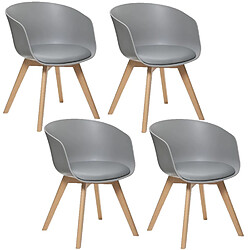 Toilinux Lot de 4 Fauteuils de table Baya - Gris