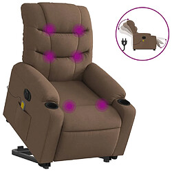 Maison Chic Fauteuil Relax pour salon, Fauteuil inclinable de massage électrique Marron Tissu -GKD36340