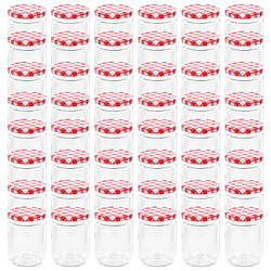 vidaXL 48 pcs Pots à confiture Couvercle blanc et rouge Verre 230 ml