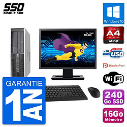 PC HP 6305 Pro SFF Ecran 22" AMD A4-5300B RAM 16Go SSD 240Go Windows 10 Wifi - Occasion