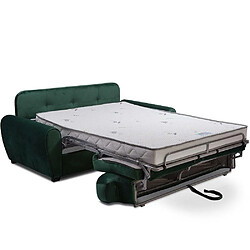 Inside 75 Canapé convertible CLUB NEWTON EXPRESS velours vert sommier lattes 140 matelas 16cm SilverCare