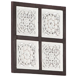 vidaXL Panneau mural sculpté à la main MDF 40x40x1,5cm Marron et blanc