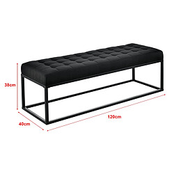 Helloshop26 Tabouret rembourré banc banquette avec pieds métalliques housse textile 120 cm noir 03_0006273 