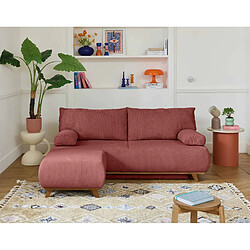 Bestmobilier Cristal - canapé 3 places - convertible avec coffre et pouf - en velours texturé Cristal - canapé 3 places - convertible avec coffre et pouf - en velours texturé - Rose