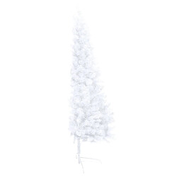 Avis vidaXL Demi-arbre de Noël artificiel pré-éclairé et boules blanc 180cm