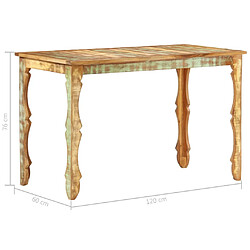 Avis vidaXL Table de salle à manger 120x60x76cm Bois de récupération massif