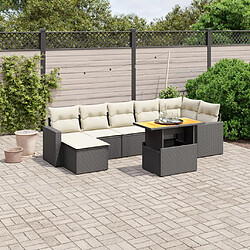 vidaXL Salon de jardin 8 pcs avec coussins noir résine tressée