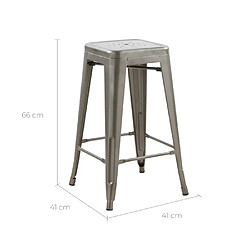 Rendez Vous Deco Tabouret de bar mi-hauteur Indus chrome brillant 66 cm (lot de 2)